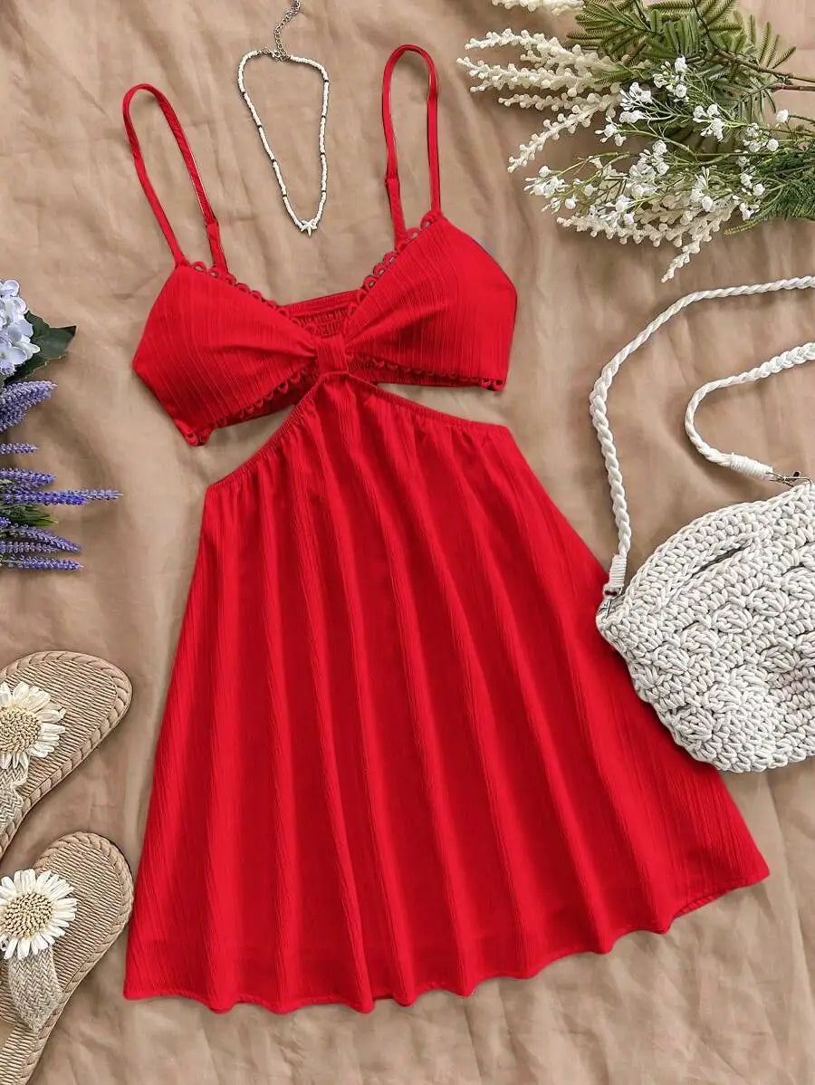 Black Cut-Out Spaghetti Strap Dress