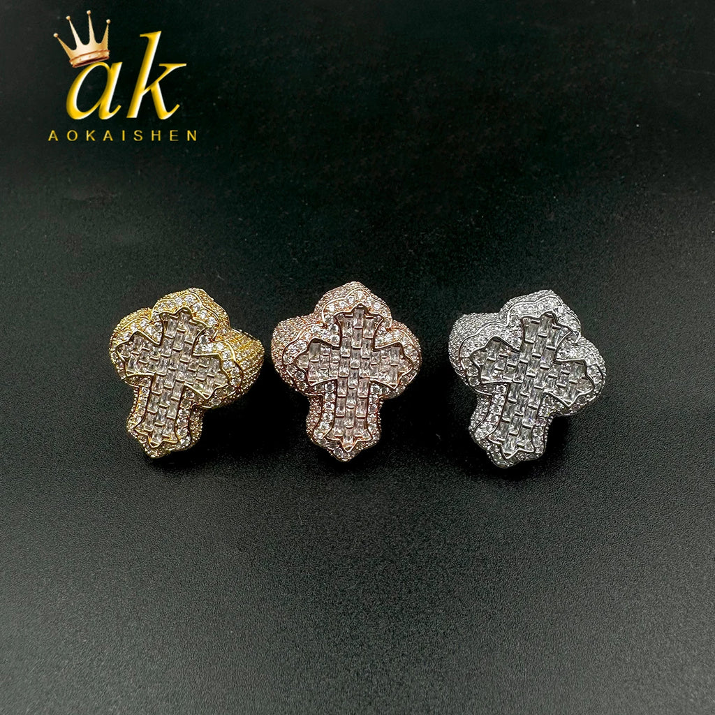 Cross Finger Ring Iced Out