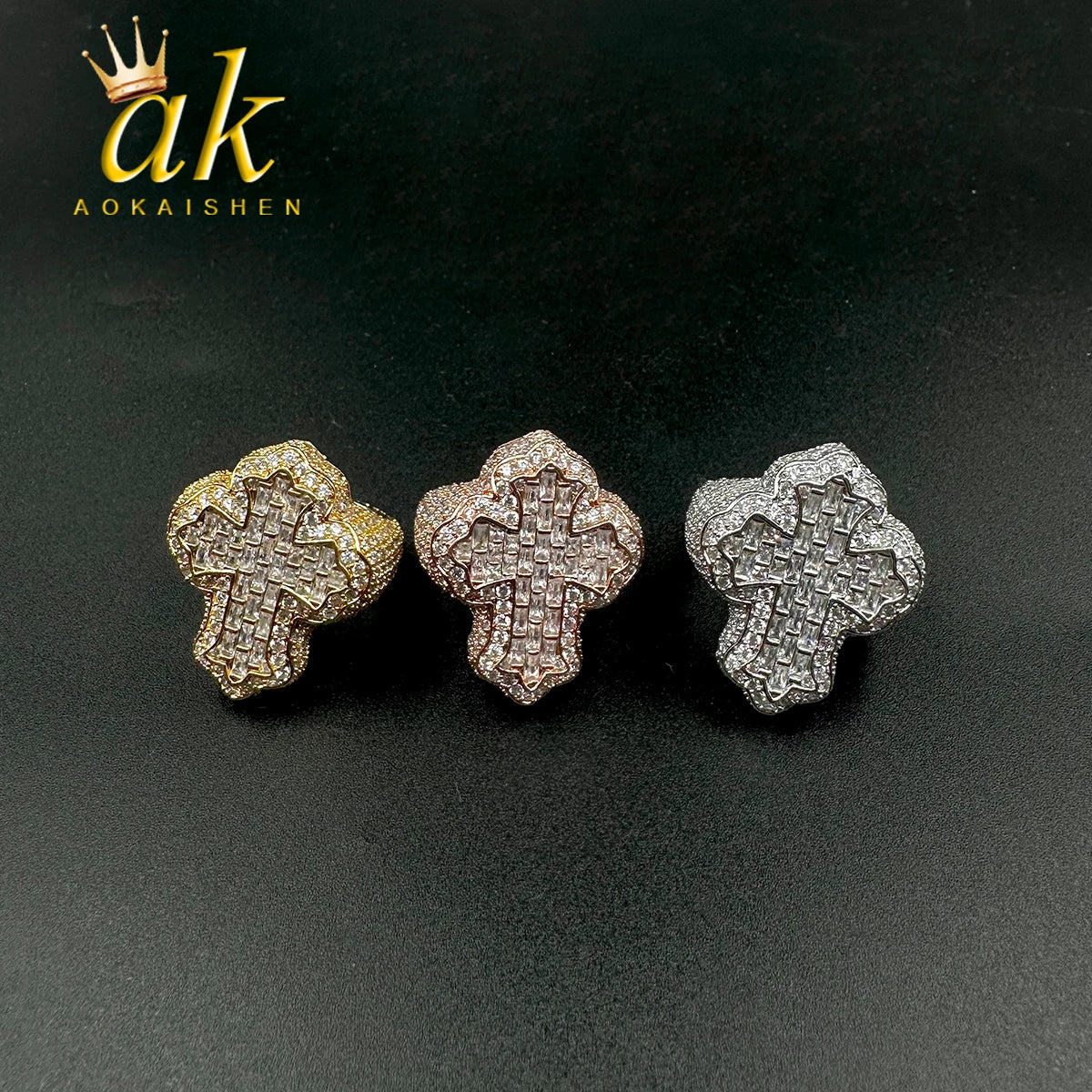 Cross Finger Ring Iced Out