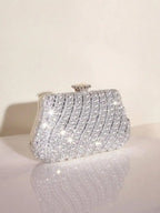 Diagonal Rhinestone Sequins Clutch Luxury Purse