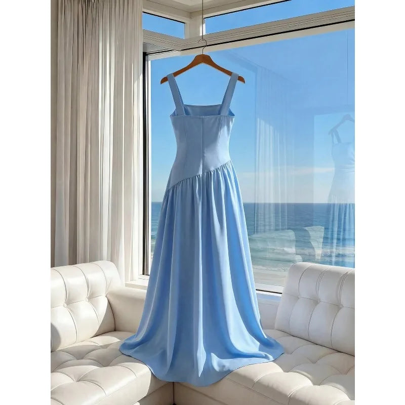 Cami Straps Casual Flared Long Dress