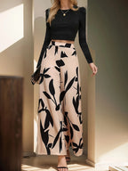 High Waist Floral Print Wide-Leg Pants