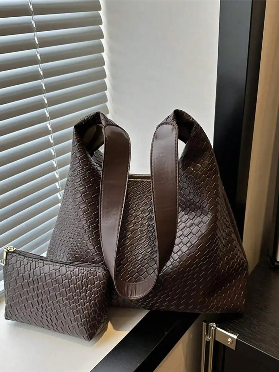 Crescent Shaped PU Leather Shoulder Bag With Coin Purse
