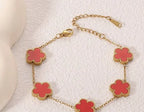 Stainless Steel Women's Clover Bracelet & Bangle Set