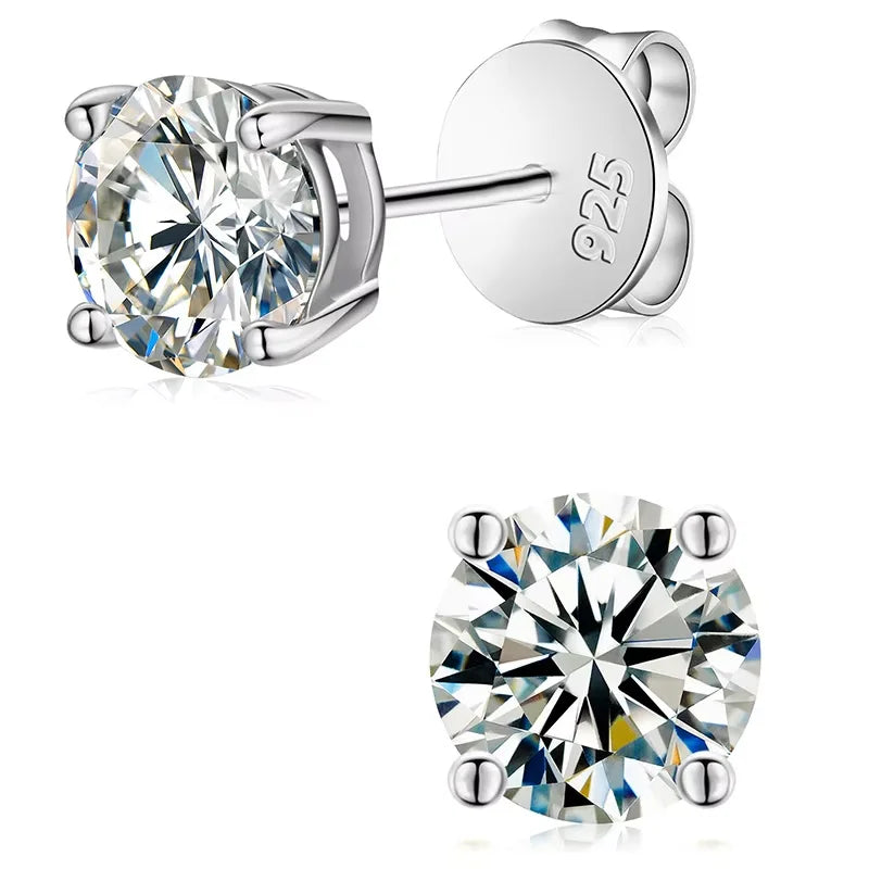 Moissanite Studs Earrings 925 Sterling Silver Gold Plated