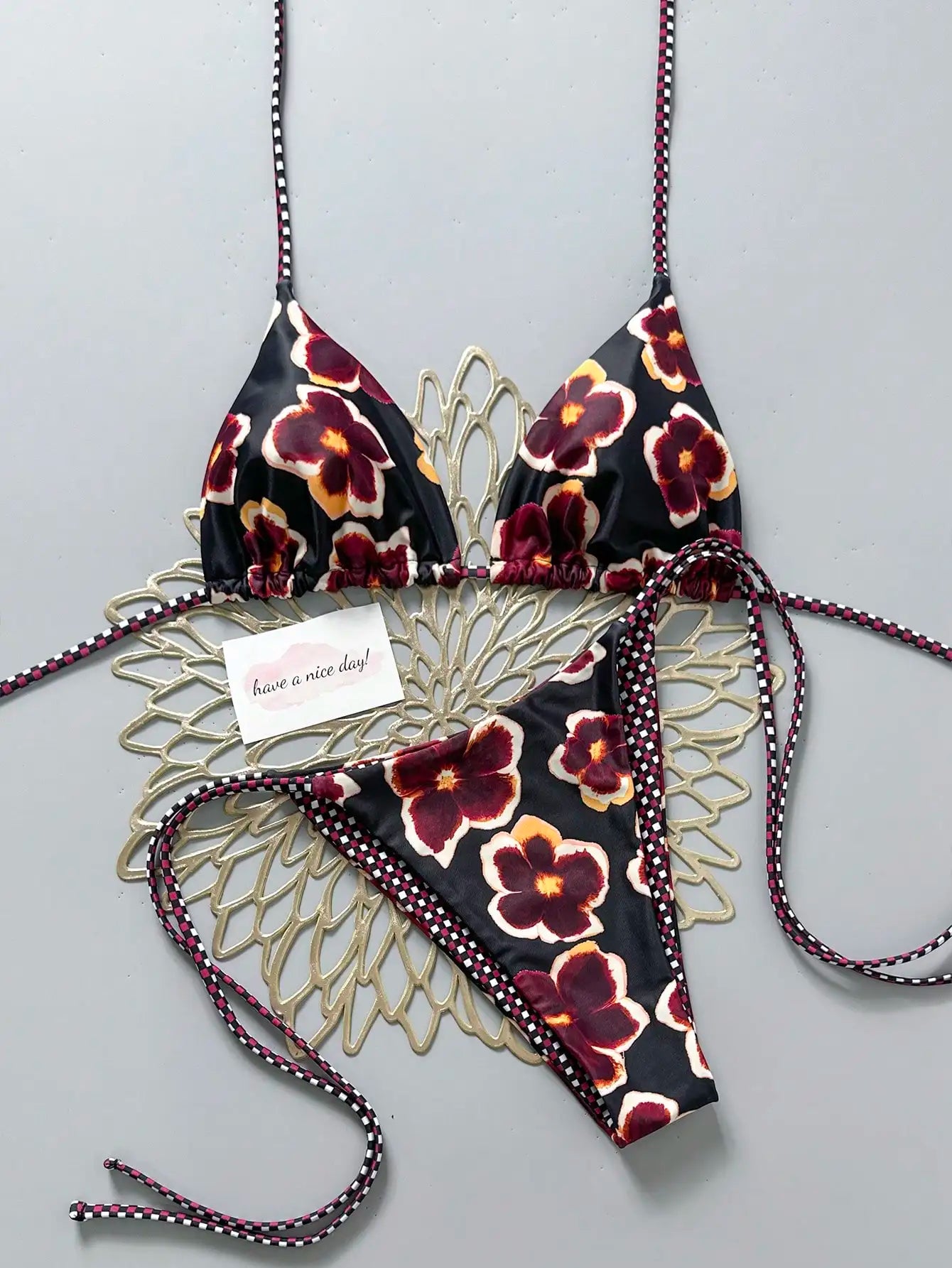 2pcs Retro Floral Bikini