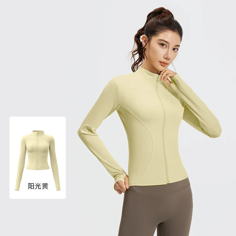 Zipper Long Sleeve Sports Jacket Women Fitness Yoga Shirt Gym Top Activewear Running Coats Push Up Workout Clothes Woman Jacket