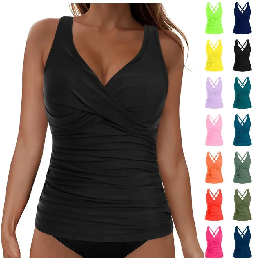 V-neck Adjustable Shoulder Strap Tankini