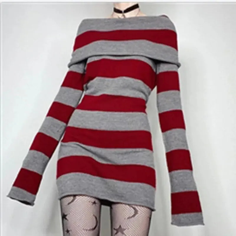 Women Striped Mini Bodycon Dress Stripe