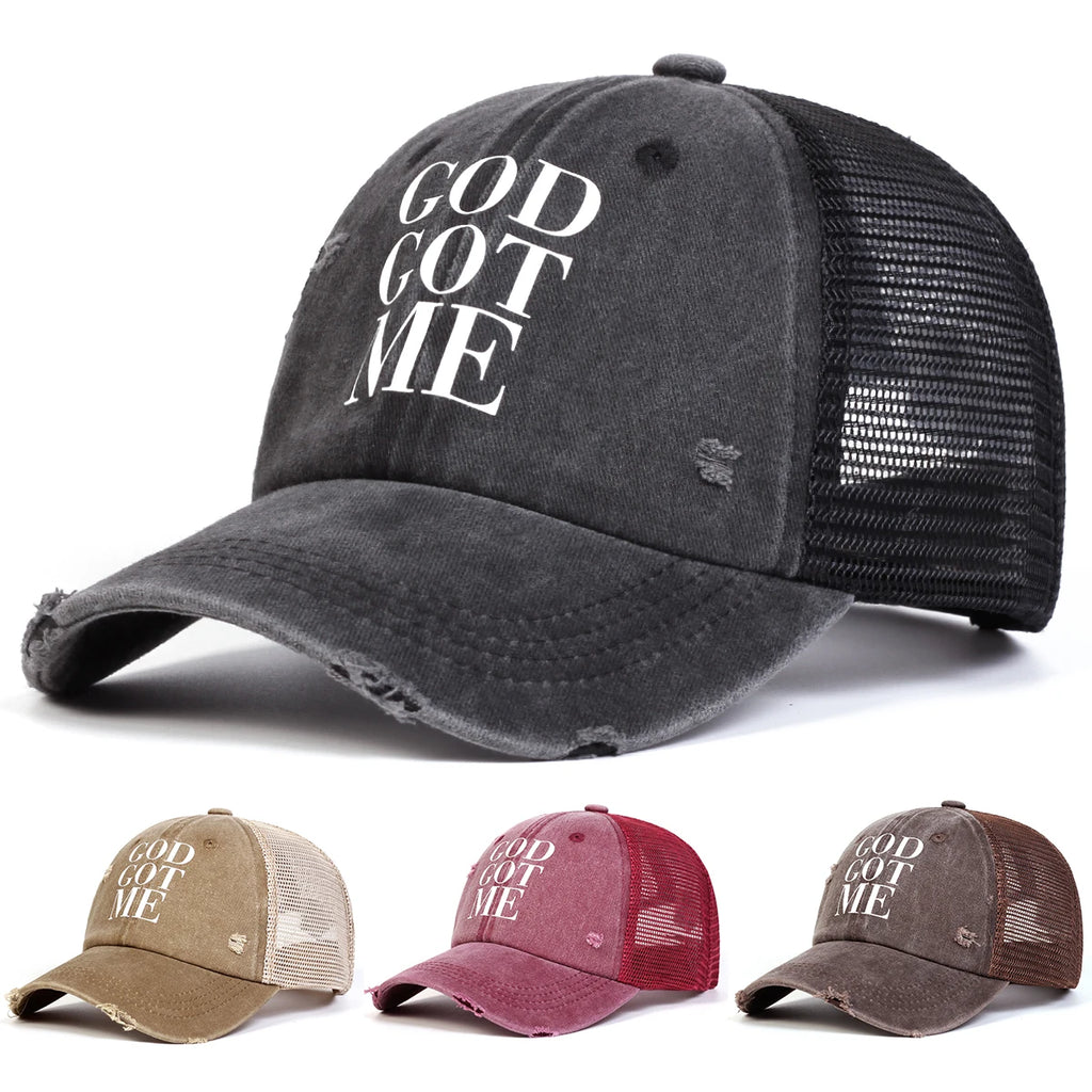 Printed Wash Mesh Hat Leisure Adjustable Baseball Cap