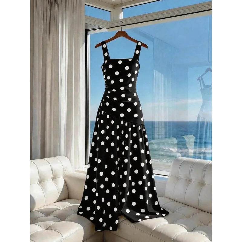 Cami Straps Casual Flared Long Dress