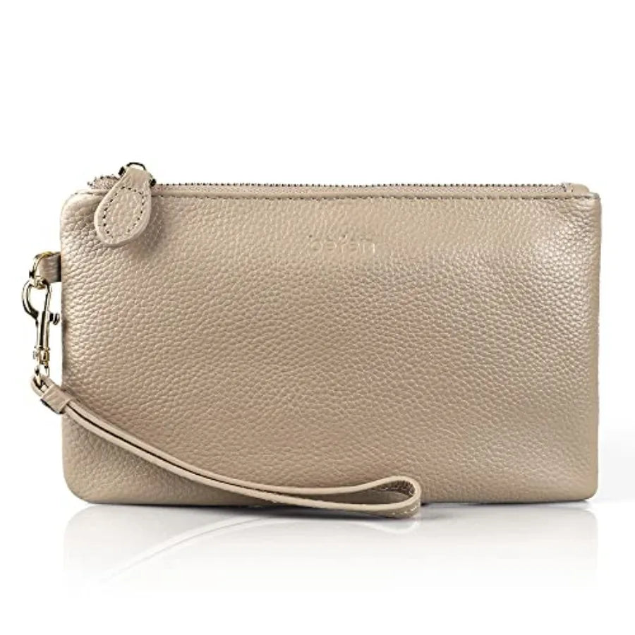 Genuine Leather Wristlet Clutch