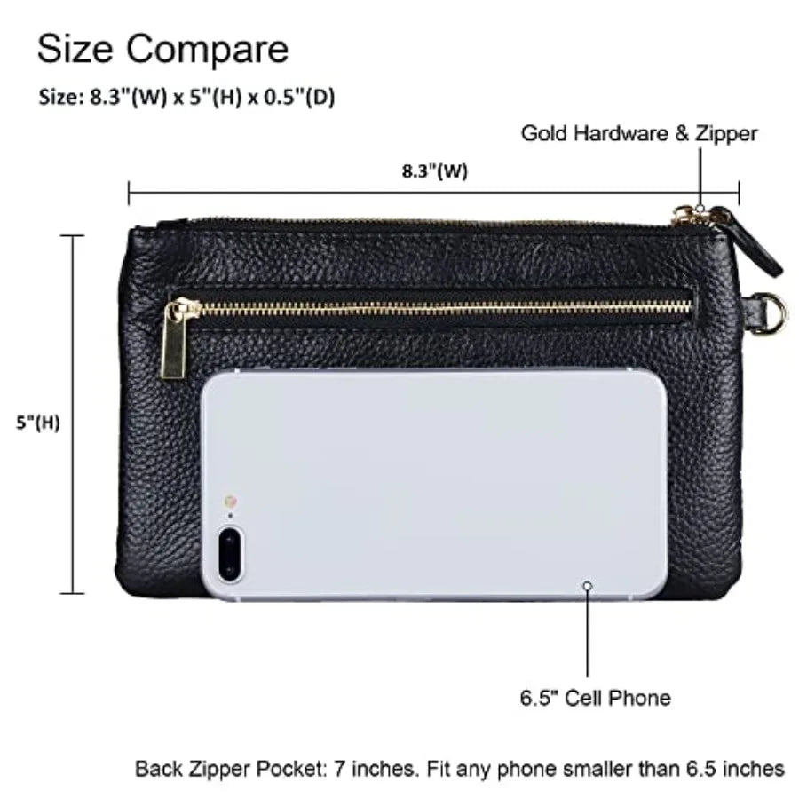 Genuine Leather Wristlet Clutch