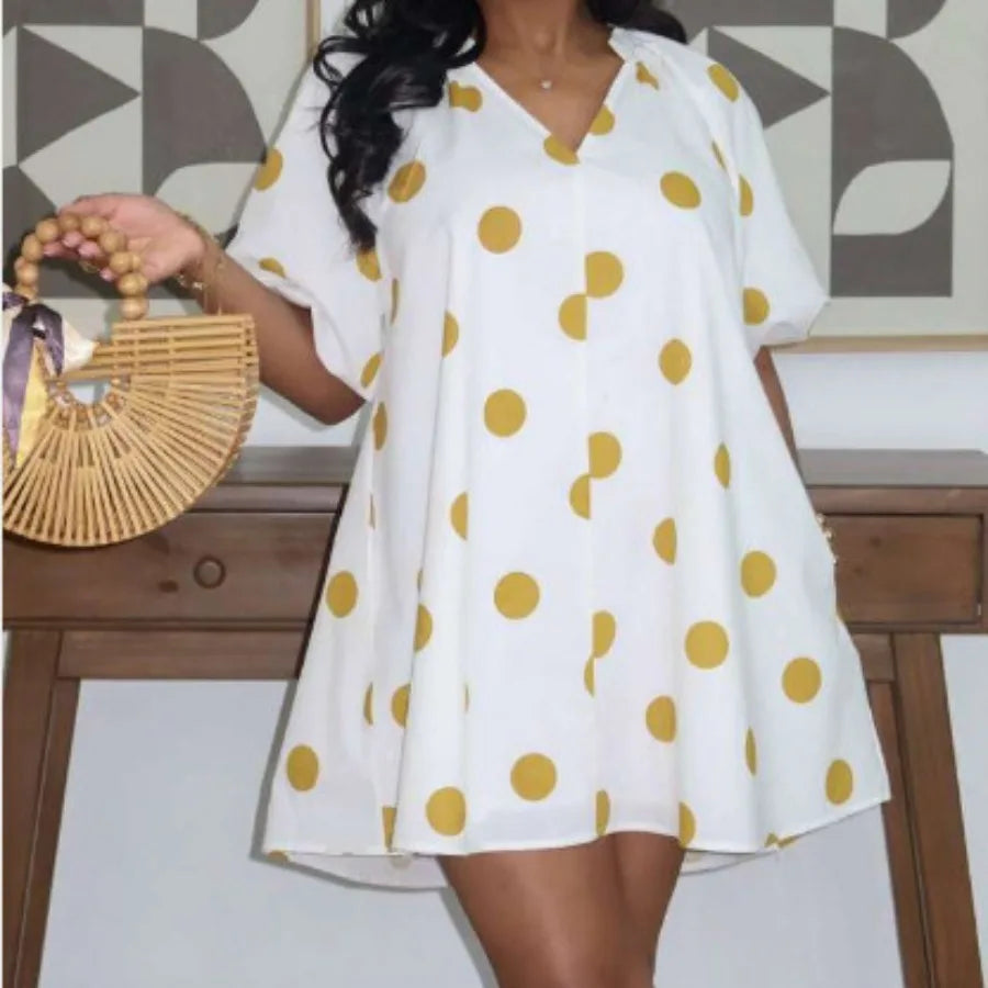V-neck Bubble Sleeve Dress