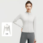 Zipper Long Sleeve Sports Jacket Women Fitness Yoga Shirt Gym Top Activewear Running Coats Push Up Workout Clothes Woman Jacket