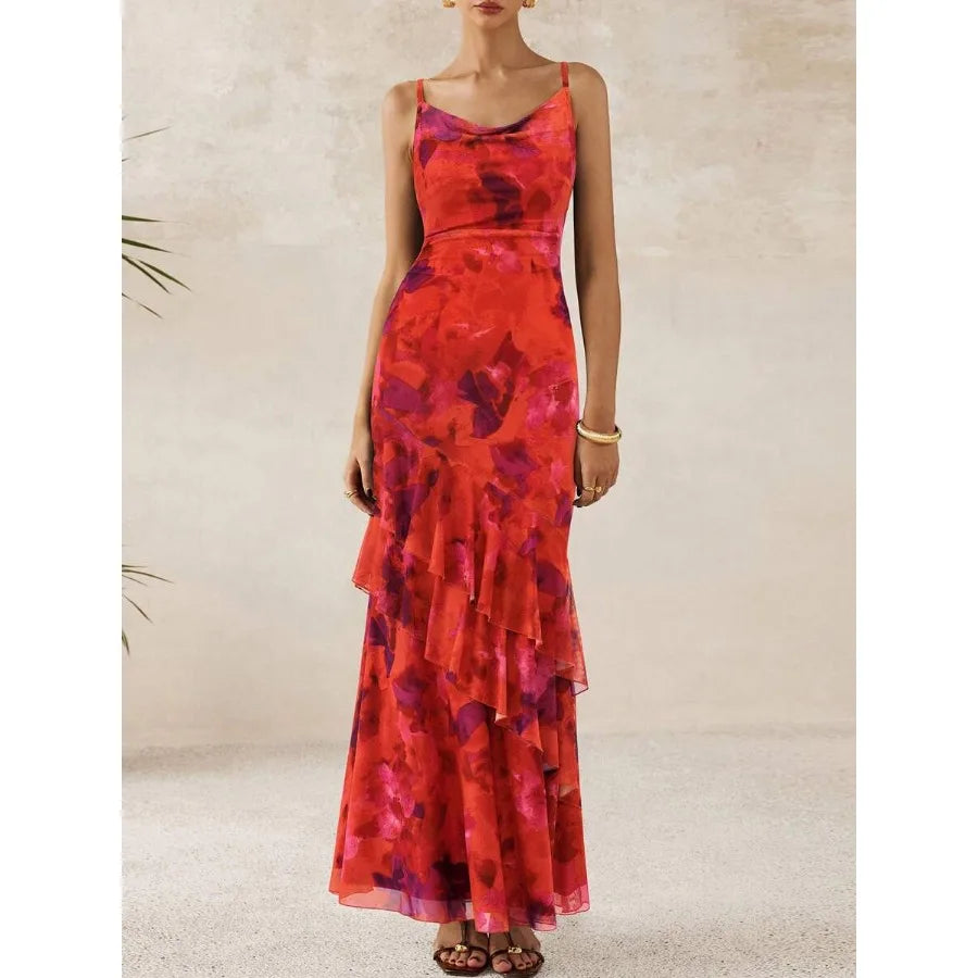 Ruffled Layered Floral Beach Sundress