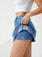 Stretch Denim Skirts Inner Splicing Shorts