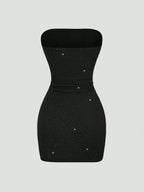Metallic Thread Bandeau Waist Fitted Mini Dress