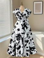 Plus Size White Floral Print Dress