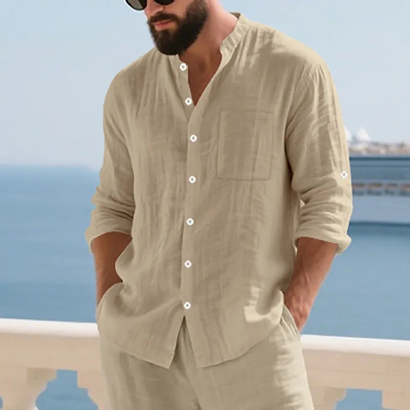 Linen Button Down Long Sleeve Shirt