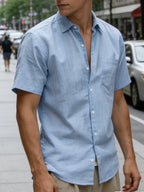 Slim Fit Linen Short Sleeve Shirt