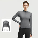 Zipper Long Sleeve Sports Jacket Women Fitness Yoga Shirt Gym Top Activewear Running Coats Push Up Workout Clothes Woman Jacket
