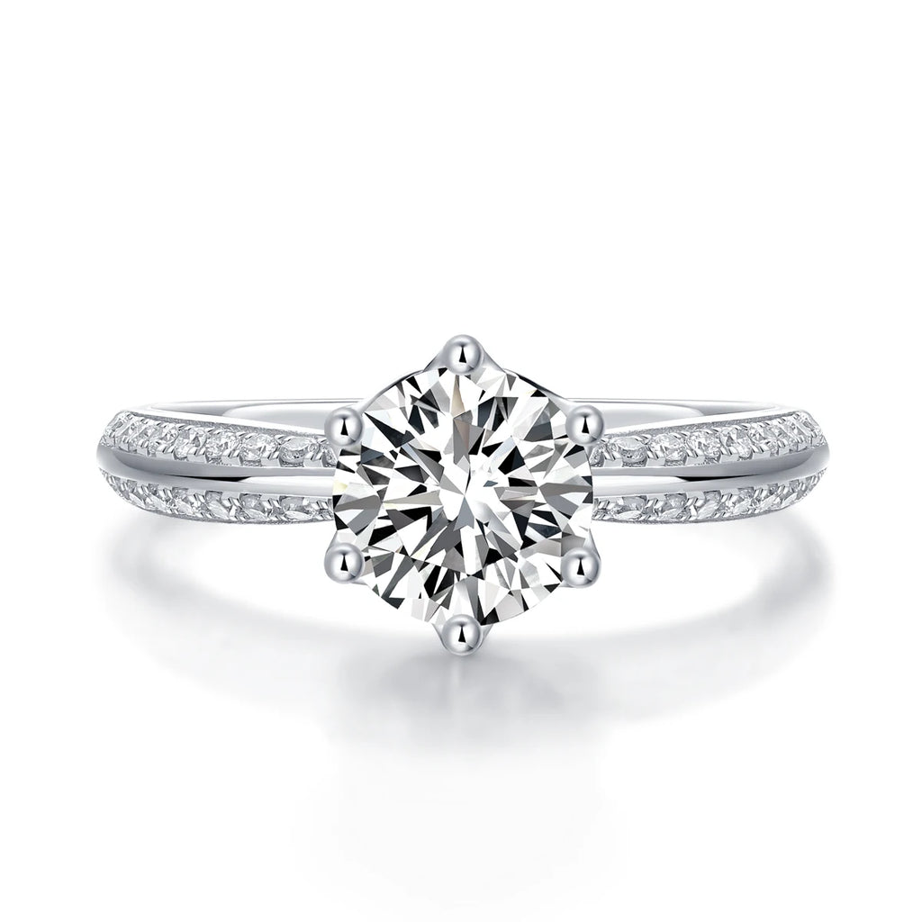 Moissanite Ring 925 Sterling Silver 18K Gold Plated