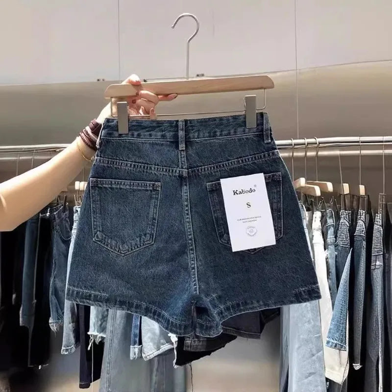 Denim Shorts High-Waisted Loose-Fit