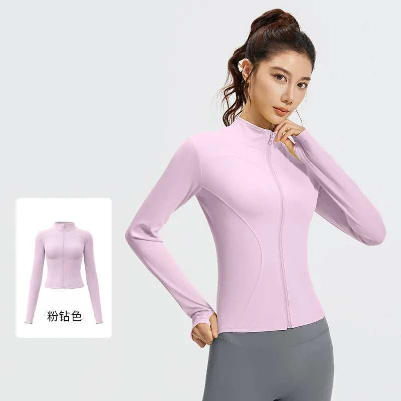 Zipper Long Sleeve Sports Jacket Women Fitness Yoga Shirt Gym Top Activewear Running Coats Push Up Workout Clothes Woman Jacket