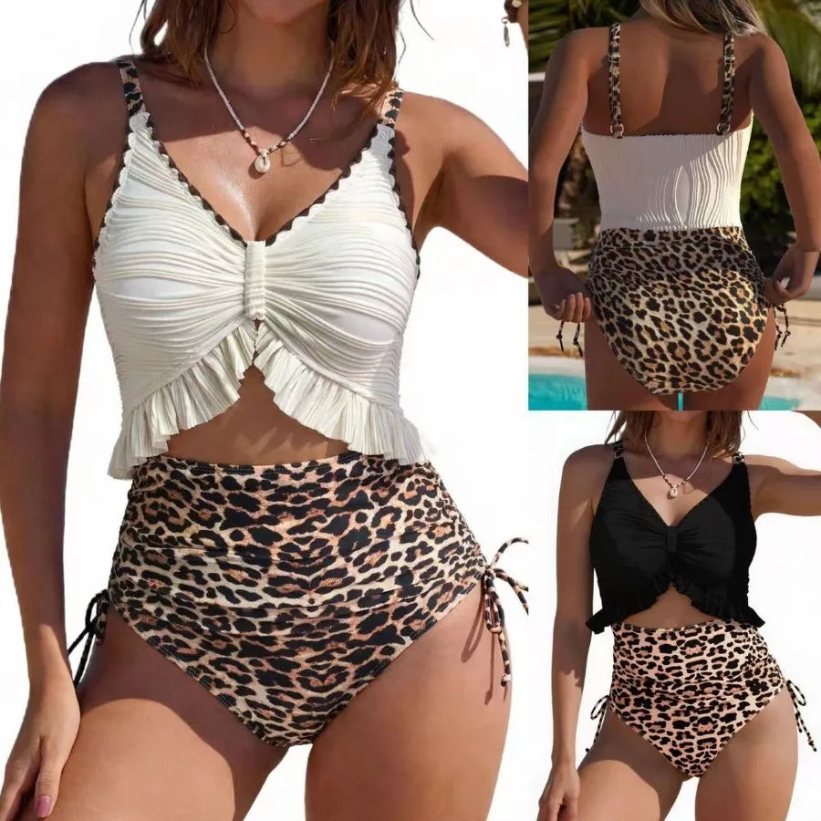 Leopard Print Split Swimsuit