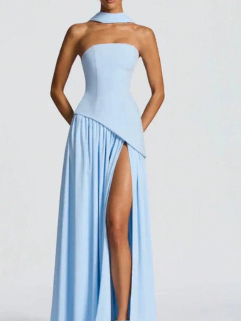 Women Fashion Sexy Solid Halter Dress