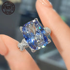 Cushion Cut Lab Grown Emerald Ring 925 Silver