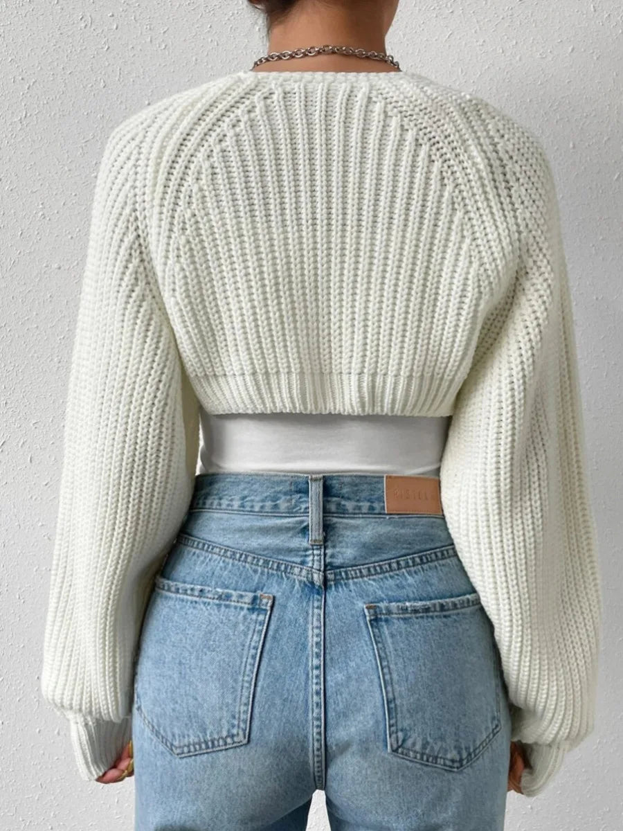 Open Front Cropped Cardigan