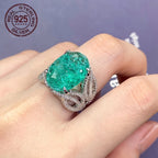 Oval 925 Silver Blue Green Tourmaline Ring