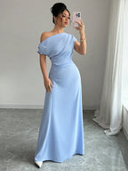 Asymmetrical One-Shoulder Ruched Maxi Dress