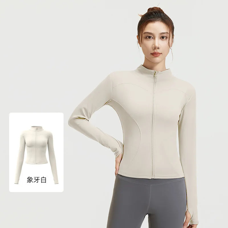 Zipper Long Sleeve Sports Jacket Women Fitness Yoga Shirt Gym Top Activewear Running Coats Push Up Workout Clothes Woman Jacket