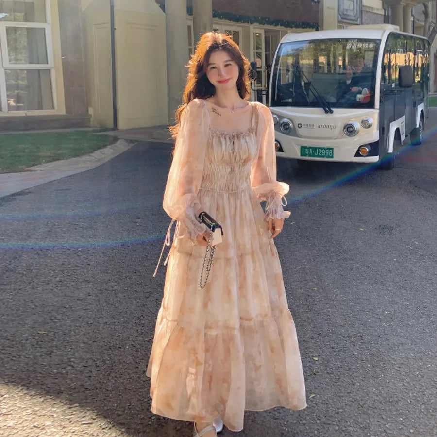 French Printed Chiffon Dress