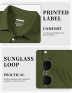 Men's 3 Buttons Polo Shirts Short Sleeve Quick Dry Golf Shirt Performance Polo with Collar Casual Work Athletic T-Shirt