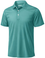 Men's 3 Buttons Polo Shirts Short Sleeve Quick Dry Golf Shirt Performance Polo with Collar Casual Work Athletic T-Shirt