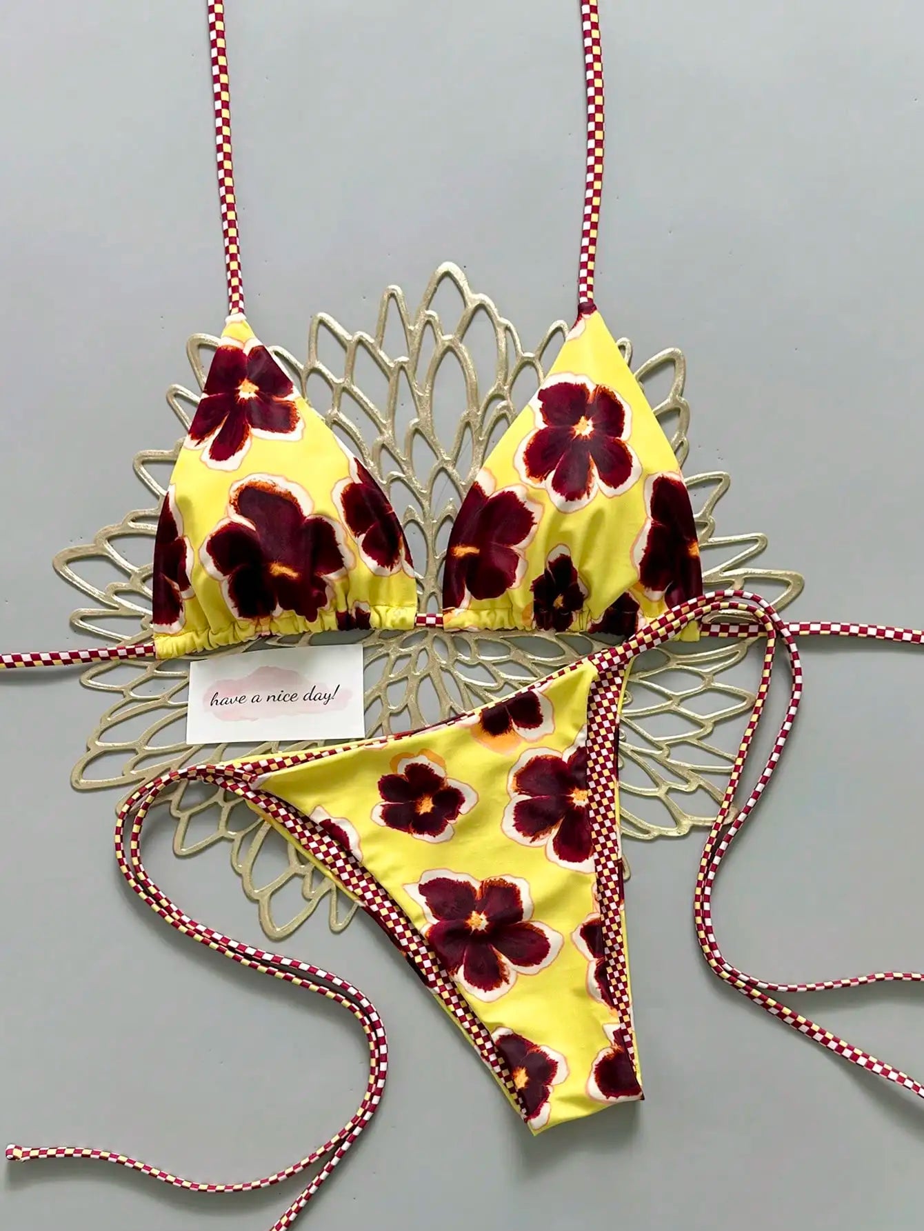 2pcs Retro Floral Bikini