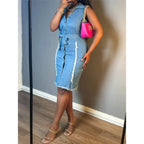 Denim Sheath Mid-Length Dress