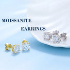 Moissanite Studs Earrings 925 Sterling Silver Gold Plated