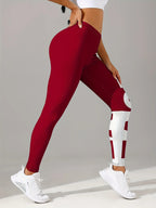 Yoga Pants High‑Waist Wine‑Red LOVE