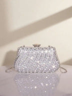 Diagonal Rhinestone Sequins Clutch Luxury Purse