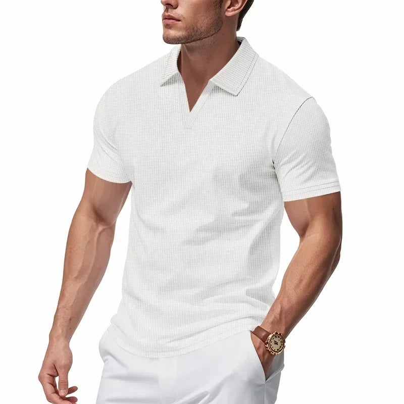 Short Sleeve Polo V Neck