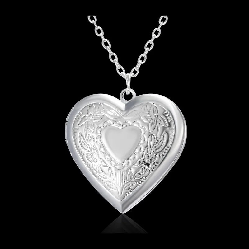 Photo Pendant Necklace Women's Silver Plated