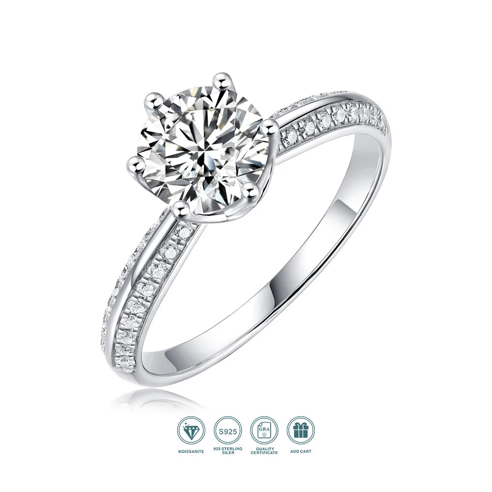 Moissanite Ring 925 Sterling Silver 18K Gold Plated
