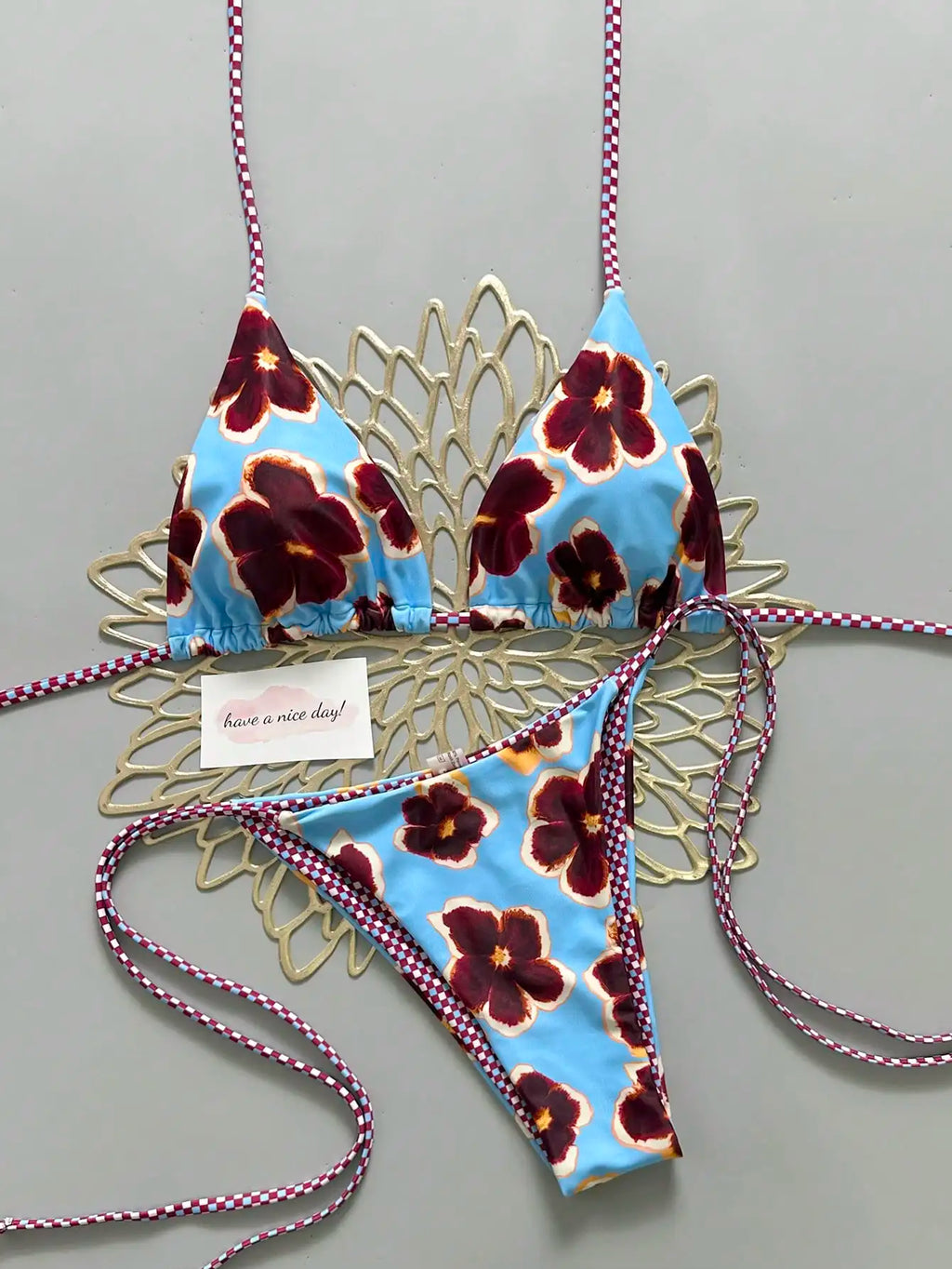 2pcs Retro Floral Bikini