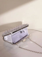 Diagonal Rhinestone Sequins Clutch Luxury Purse