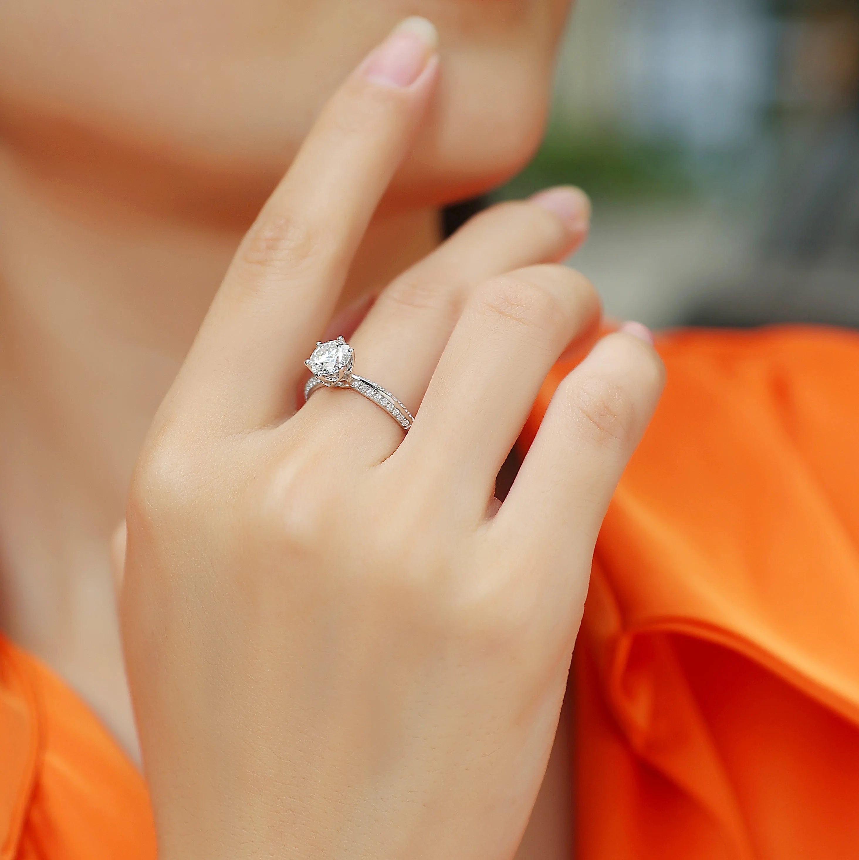 Moissanite Ring 925 Sterling Silver 18K Gold Plated